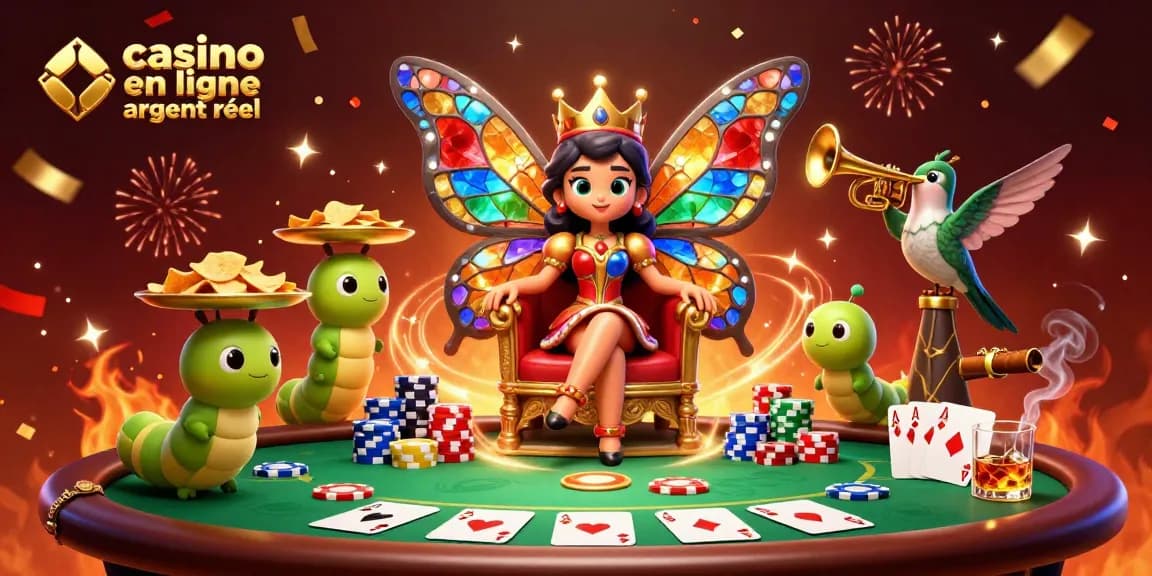 Entrez dans un monde de jeux avec casino en ligne argent réel et une reine des papillons.