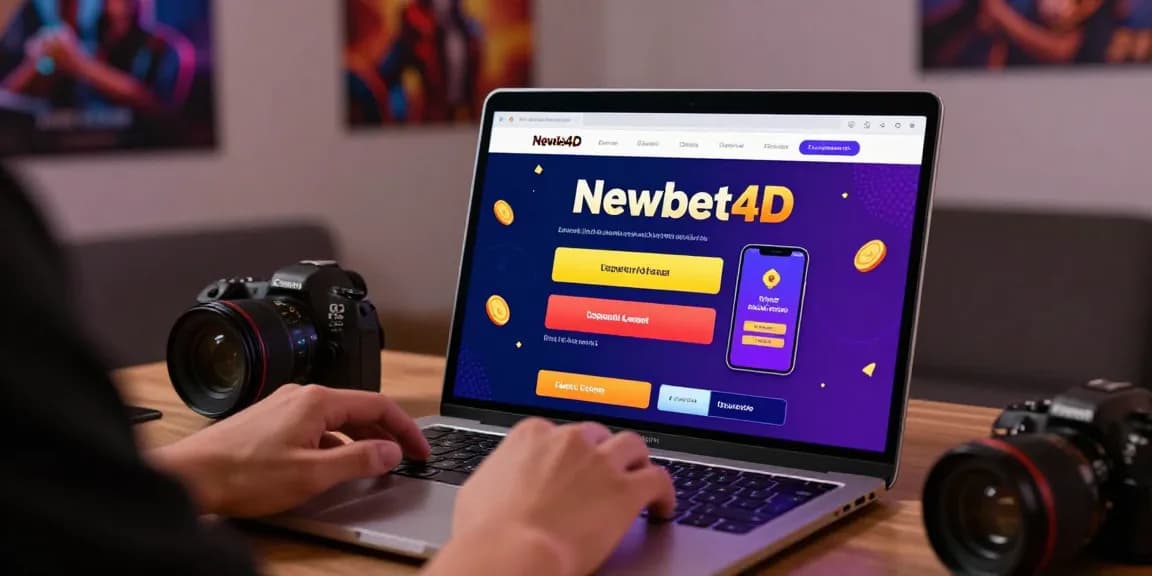 Engaged user exploring newbet4d online gambling features on a laptop in a cozy setting.
