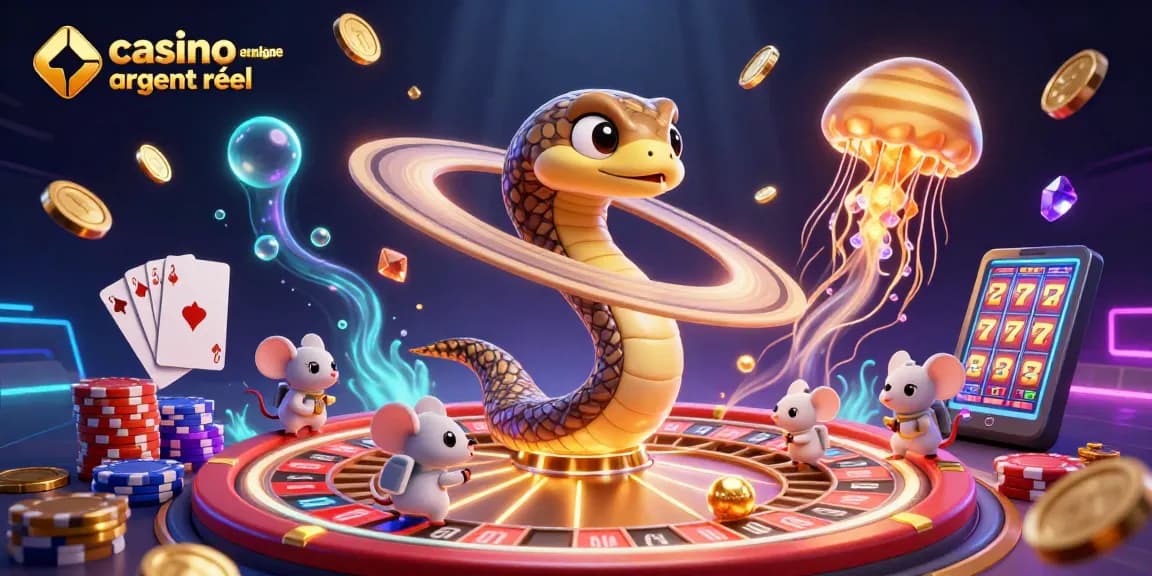 Jouer dans un casino en ligne argent réel avec une scène dynamique et colorée.