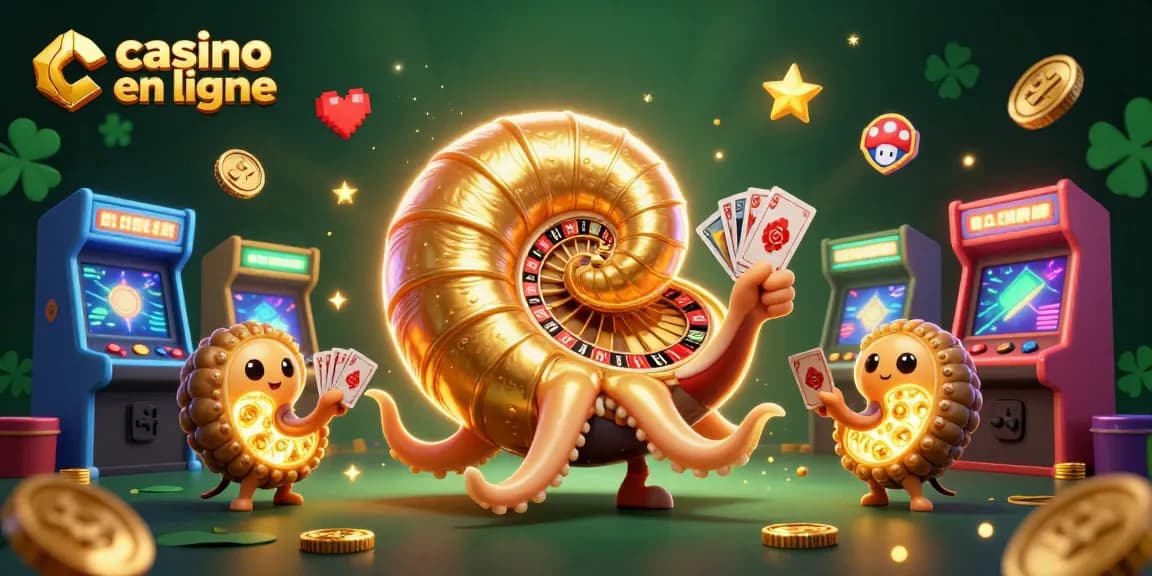 Jouez sur un casino en ligne avec un nautilus géant et des jeux lumineux, offrant une expérience dynamique.