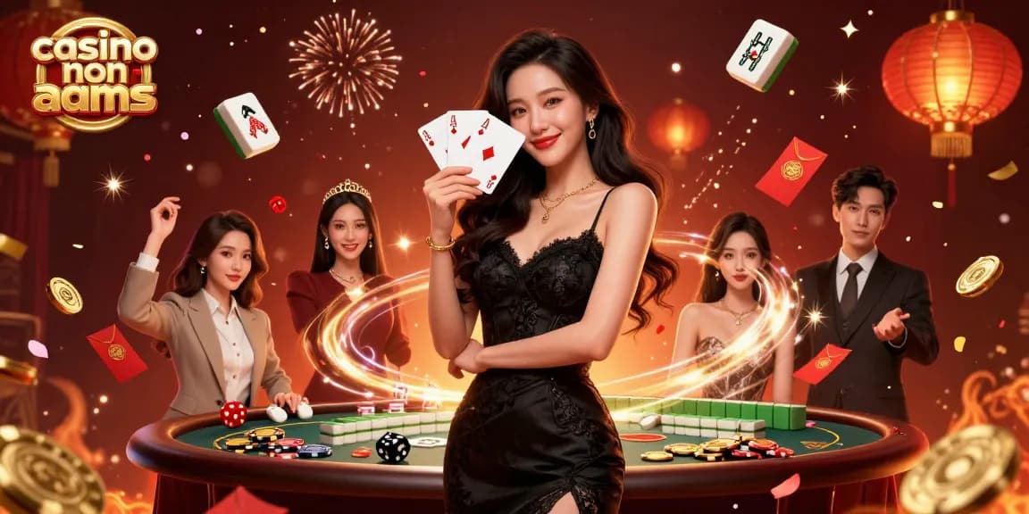 Vivi un'esperienza di gioco di lusso nei casino non AAMS con un dealer elegante e elementi festivi del casinò.