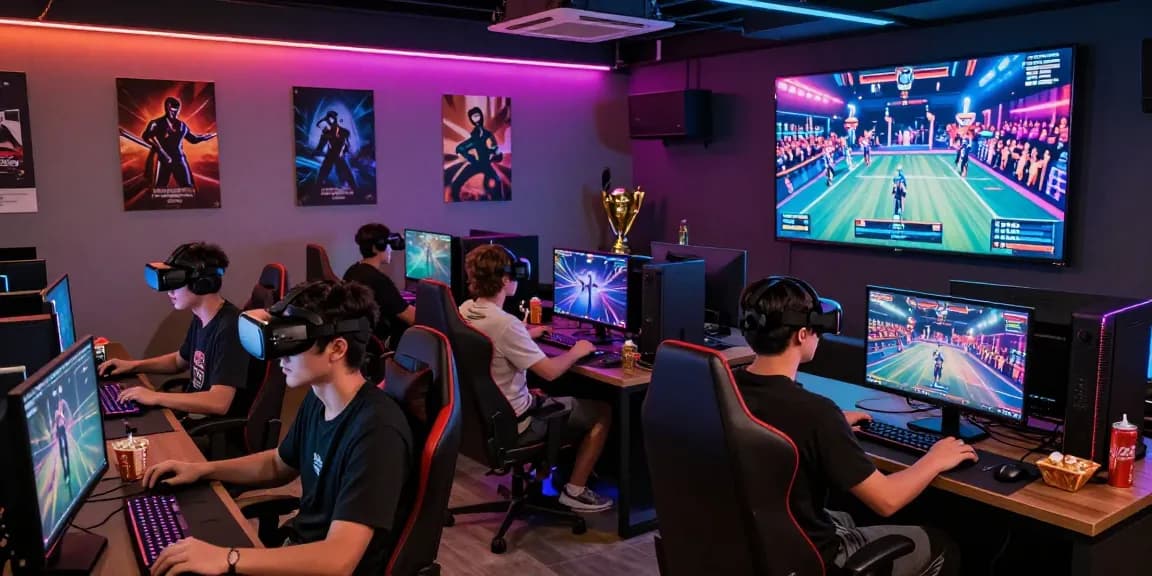 Engaging 鉅城 online gaming lounge with players enjoying immersive experiences and vibrant atmosphere.