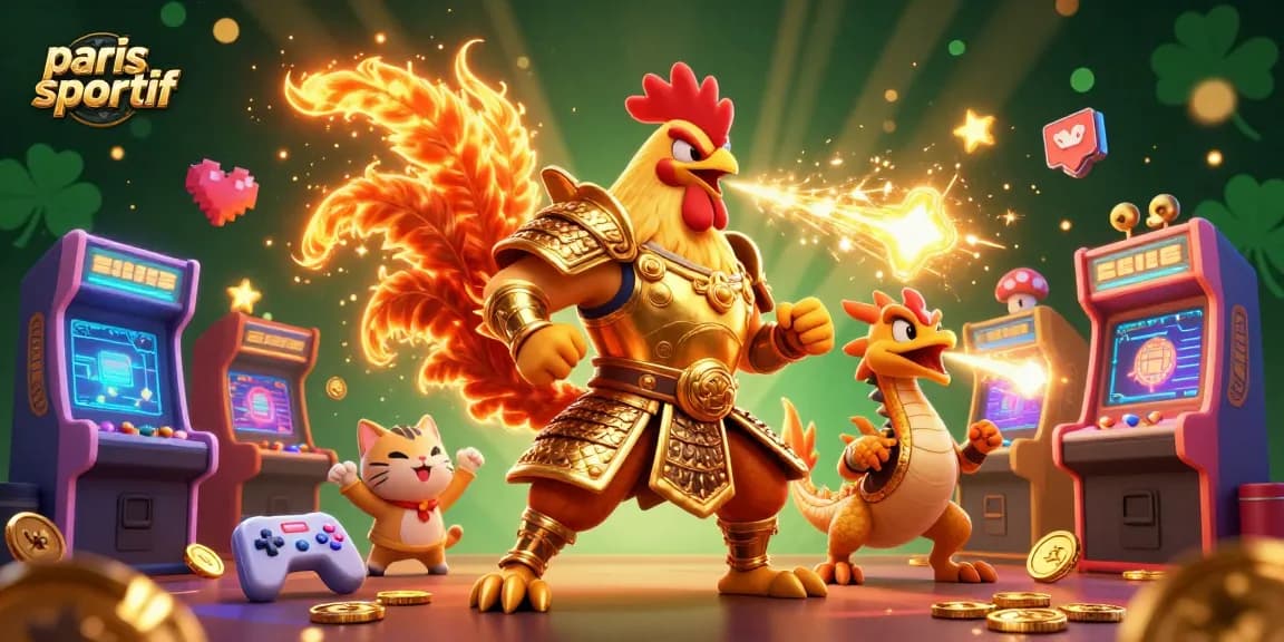 Les paris sportifs prennent vie avec un combattant coq en armure, un dragon et un chat porte-bonheur.