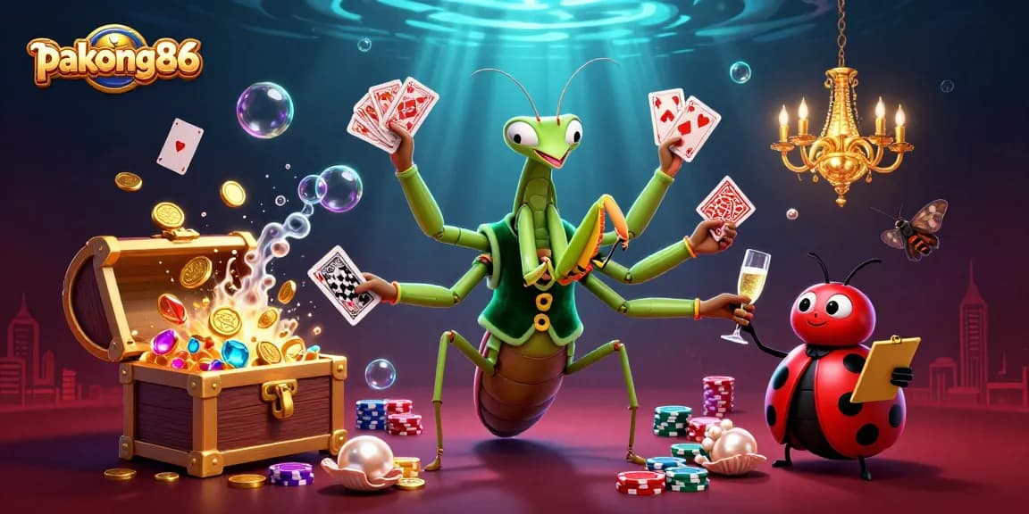 Experience the excitement of pakong86 with a lively casino scene featuring whimsical characters and vibrant game elements.