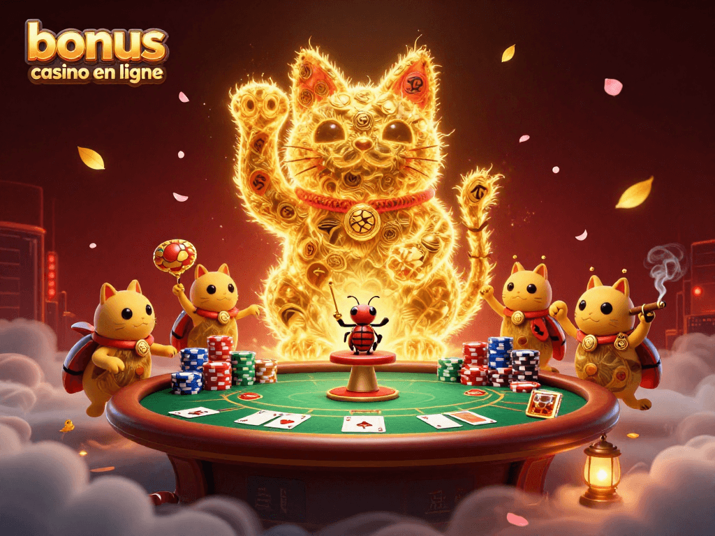 Jouez avec des bonus casino en ligne sur une scène vibrante d'animation colorée et festive.