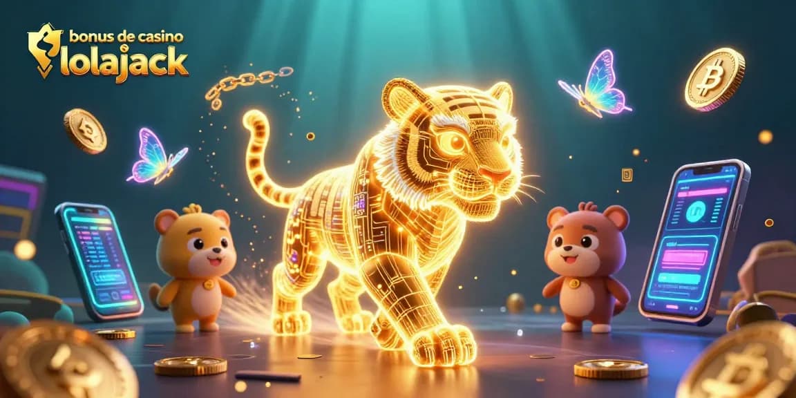Experience the thrill of winning with the bonus de casino lolajack, featuring a vibrant casino digital landscape filled with coins and light energy.