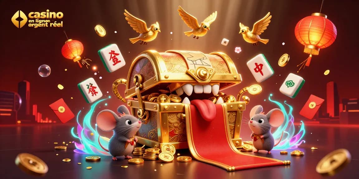 Plongez dans l'univers du casino en ligne argent réel avec notre scène animée riche en éléments de jeux et décorations fascinantes.