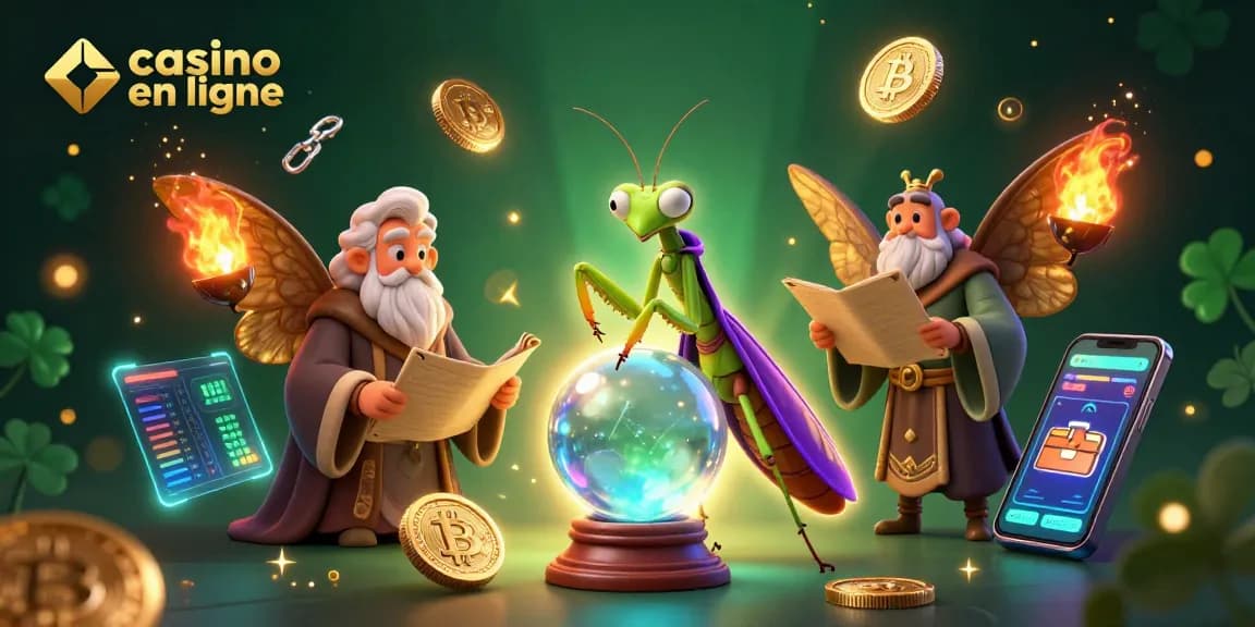 Jouez aux meilleurs jeux de casino en ligne avec un décor mystique et des éléments de crypto.