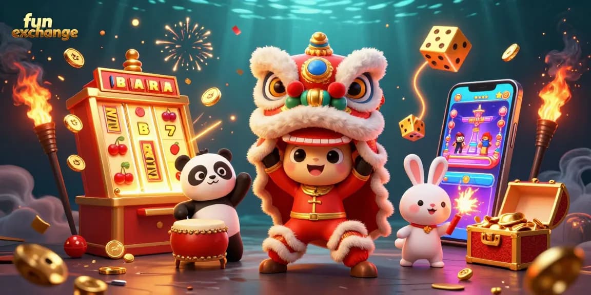 Experience fun exchange with a vibrant 3D illustration showcasing a dynamic casino atmosphere and engaging characters.