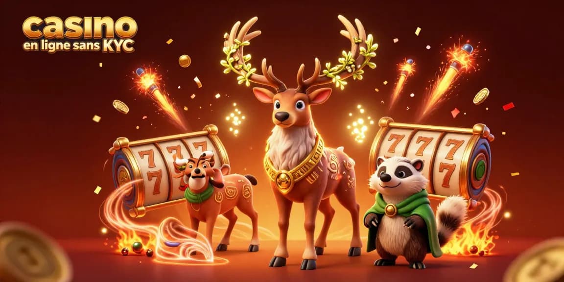 Explorez les jeux passionnants du casino en ligne sans KYC avec une ambiance festive et des éléments captivants.