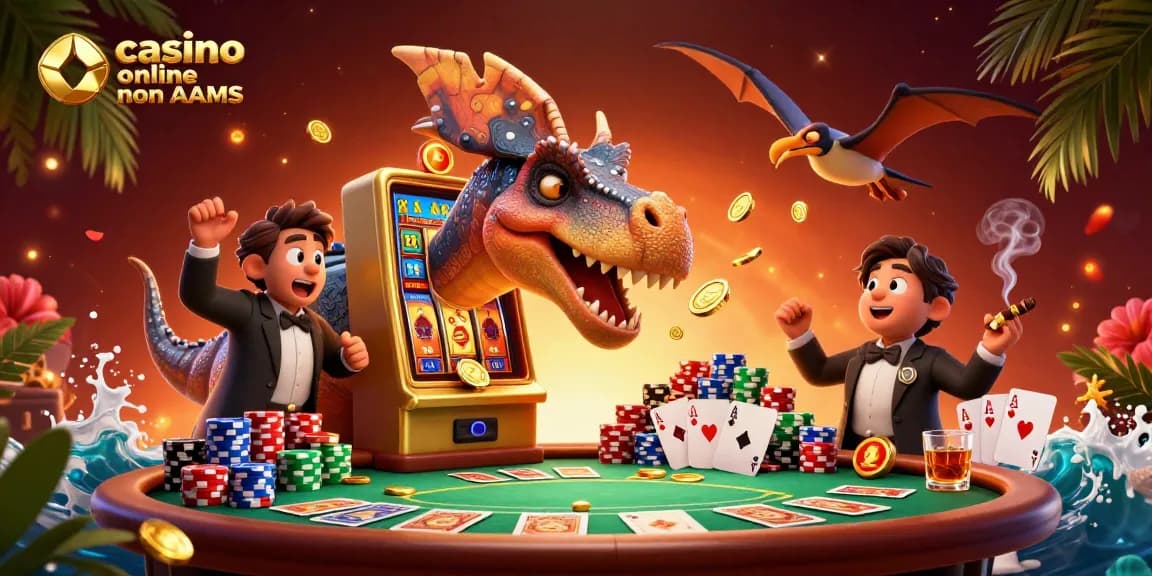 Giocando a casino online non AAMS, un dinosauro vince il jackpot d'oro dal video slot.