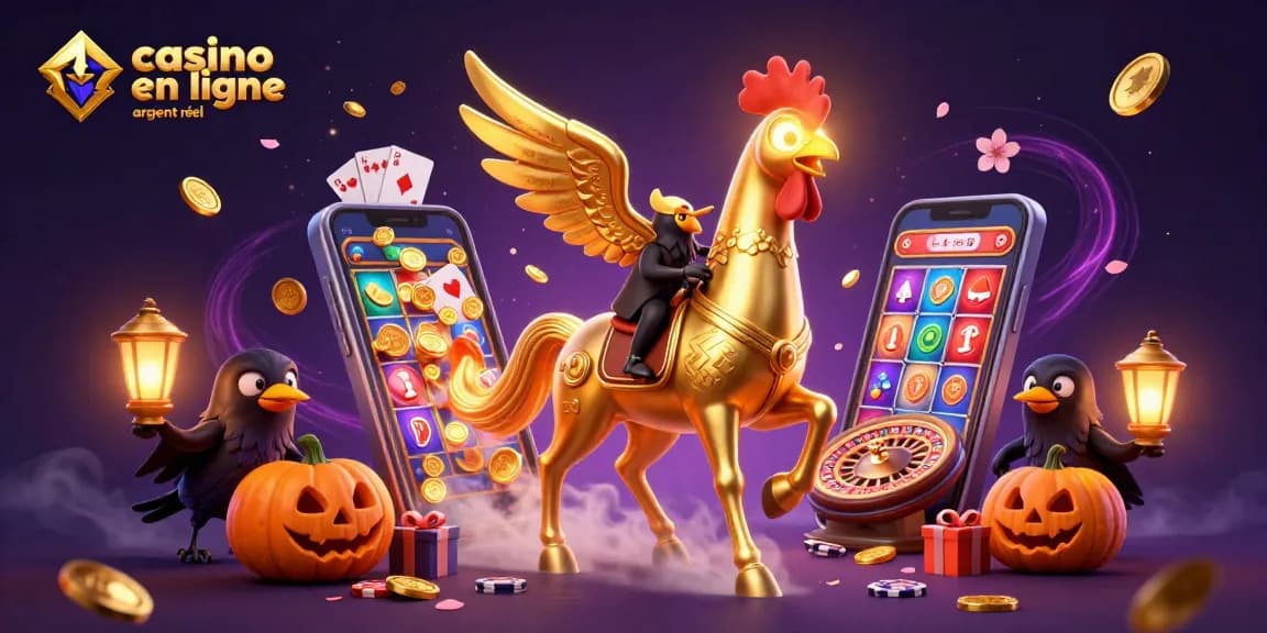 Découvrez le casino en ligne argent réel avec cette illustration captivante des jeux et des personnages fantastiques.