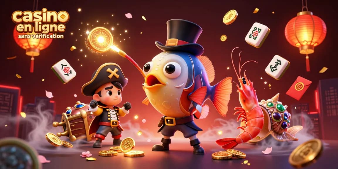 Jouez à des jeux de casino en ligne sans vérification et découvrez des trésors avec notre illustration amusante.