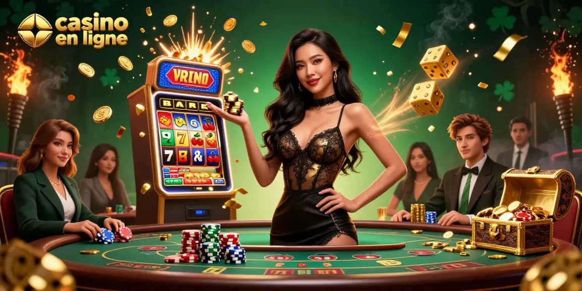 Vivez l'excitation du casino en ligne avec une scène de baccarat glamour mettant en avant des éléments de jeu palpitants et un joueur confiant.