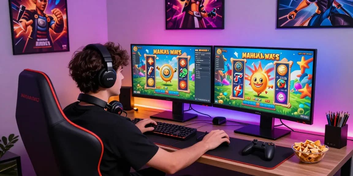 Engaging player enjoying Mahjong Ways slot game in a vibrant gaming setup