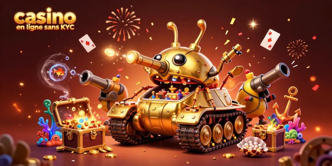 Découvrez les plaisirs d'un casino en ligne sans KYC dans une scène animée avec des éléments de jeu fascinants.