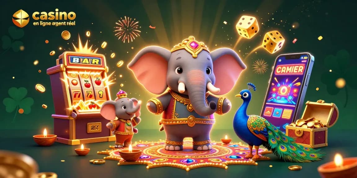 Découvrez le casino en ligne argent réel avec un éléphant festif et une machine à sous multimillionnaire.