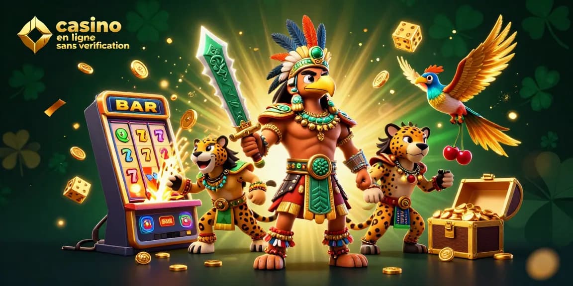 Jouez au casino en ligne sans vérification avec une scène dynamique remplie de richesse et de gains.