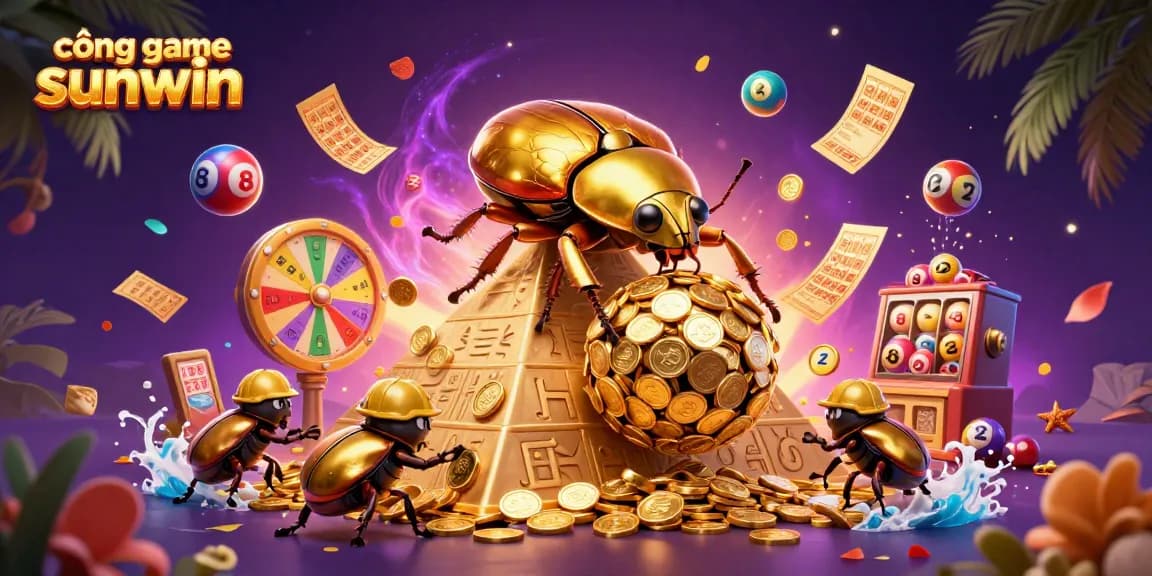 Experience the excitement of cổng game sunwin with vibrant casino elements and golden treasures.