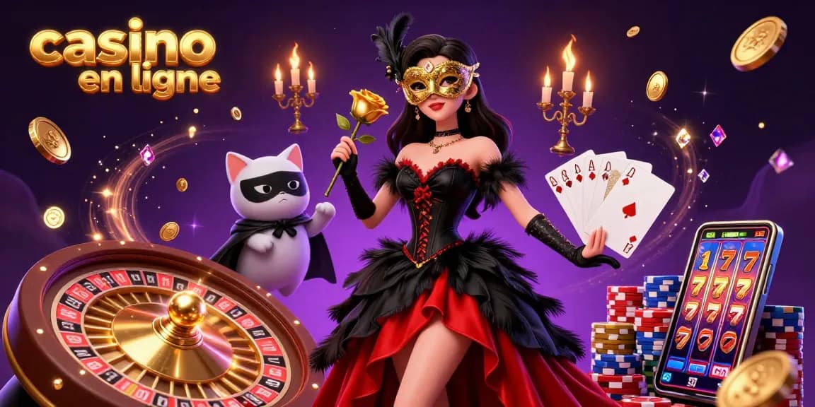 Vivez l'excitation vibrante des casinos en ligne avec la roulette qui tourne, les pièces d'or et des éléments de jeu captivants.