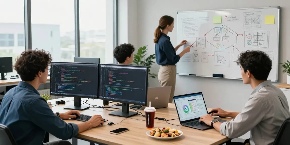 快连 professionals collaborate in a high-tech office to optimize network performance and enhance user experience.