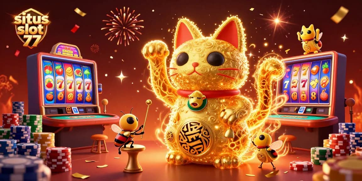 Spin the reels at situs slot 77 with a magical display of vibrant casino elements.