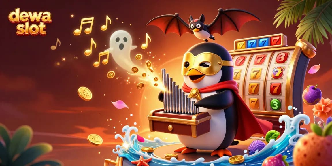 Experience the thrilling dewa slot action with a vibrant, lively illustration featuring dynamic casino elements.