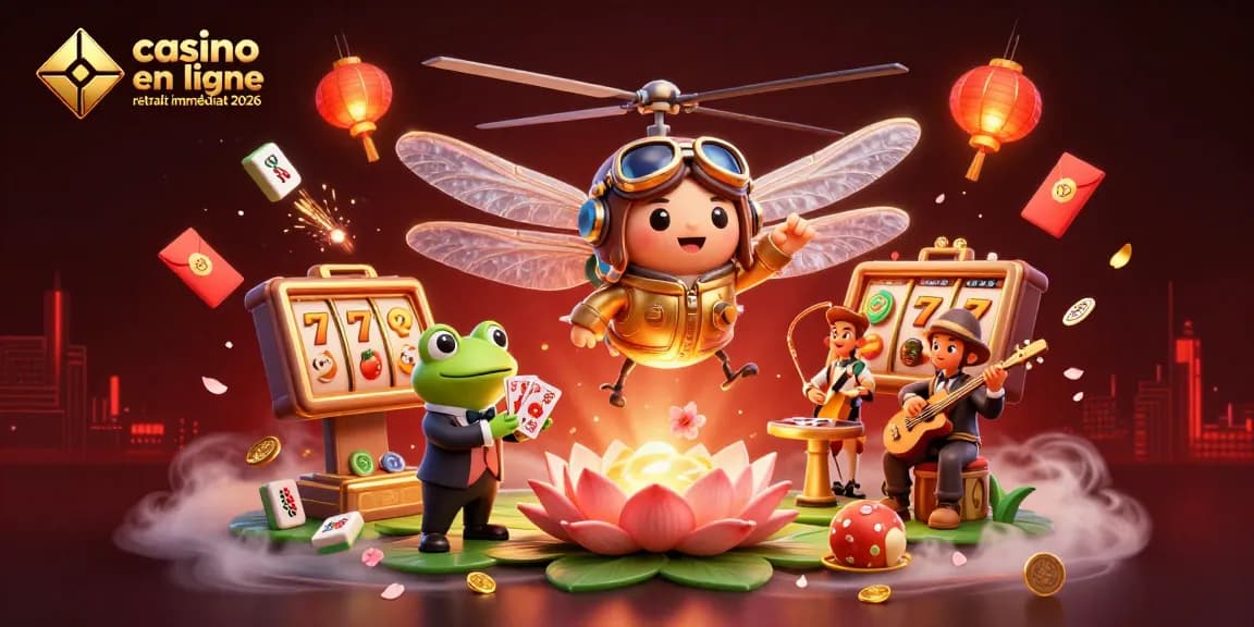 Profitez de l'excitation du casino en ligne retrait immédiat 2026 avec une illustration 3D colorée.