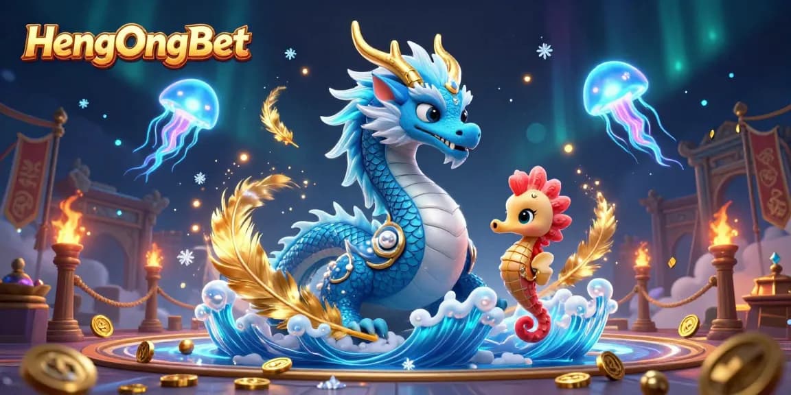 HengOngBet illustrates high-stakes gaming with vibrant aquatic characters and intricate casino elements.