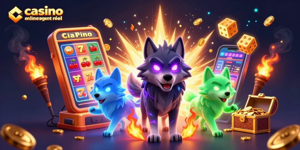 Gagnez gros avec le casino en ligne argent réel, illustration dynamique de jeu fascinant.