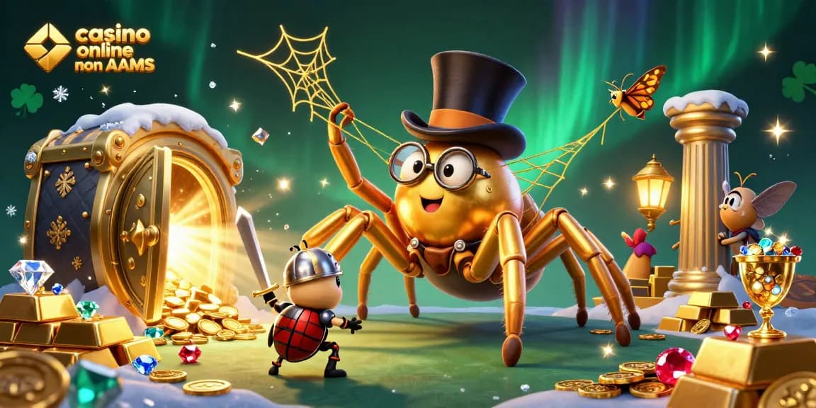 Scopri i migliori bonus nei casino online non AAMS con un'illustrazione dinamica di avventure ludiche.