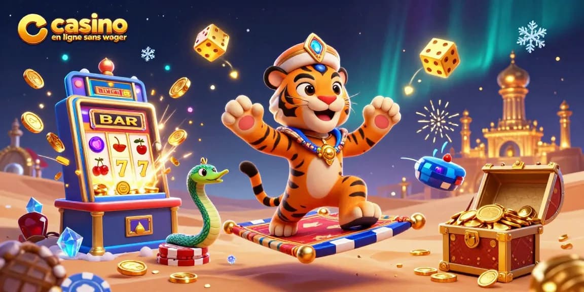 Jouez à des jeux de casino en ligne sans wager avec une scène captivante illustrant un sultan tigre en 3D.