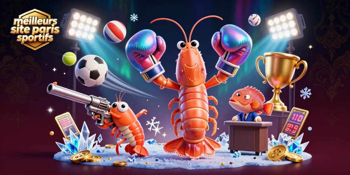 Pariez sur les meilleurs sites de paris sportifs avec un mantis shrimp et ses amis, illustrant l'excitation des paris sportifs.