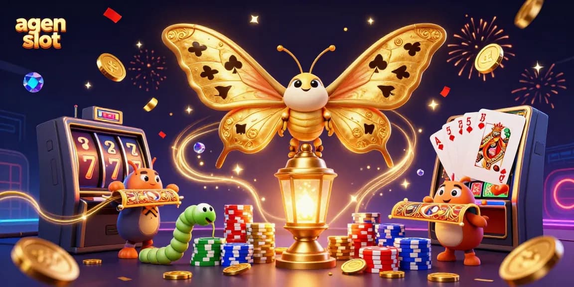 Engage with the exciting features of agen slot through this vibrant casino scene illustration.
