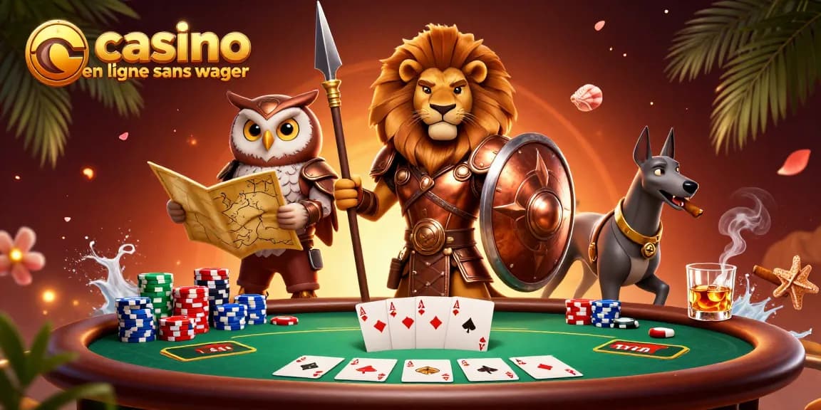 Jouez au casino en ligne sans wager avec des personnages stratégiques aux jeux de cartes.