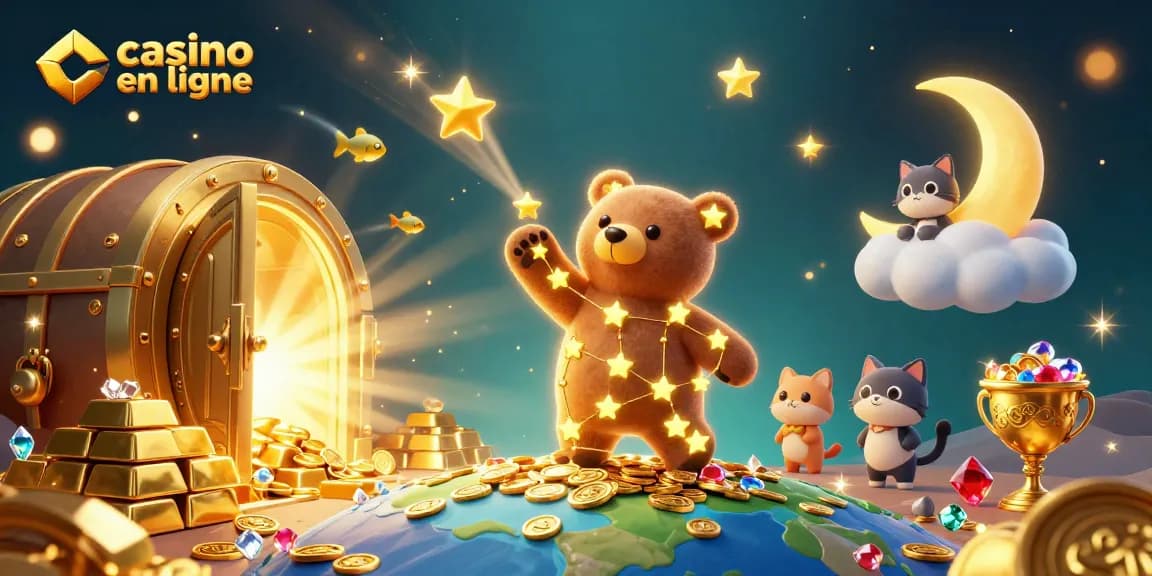 Jouez à des jeux captivants sur casino en ligne, avec des personnages lumineux et des trésors scintillants.