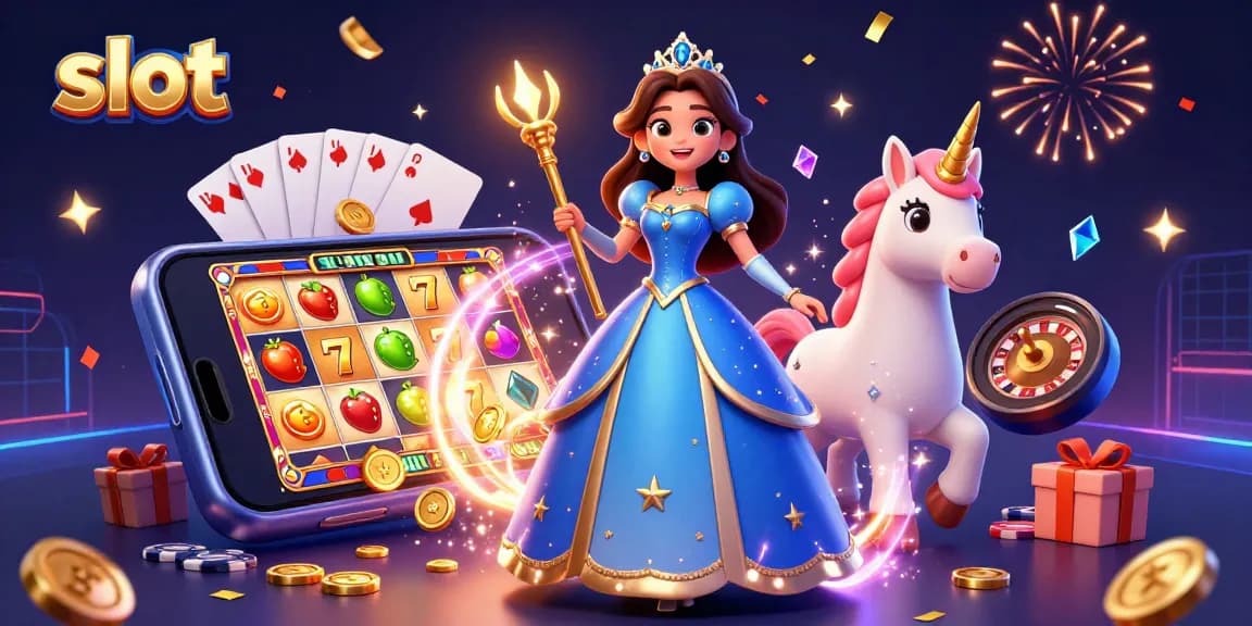 Spin the slot reels and win with vibrant casino elements in this engaging illustration.