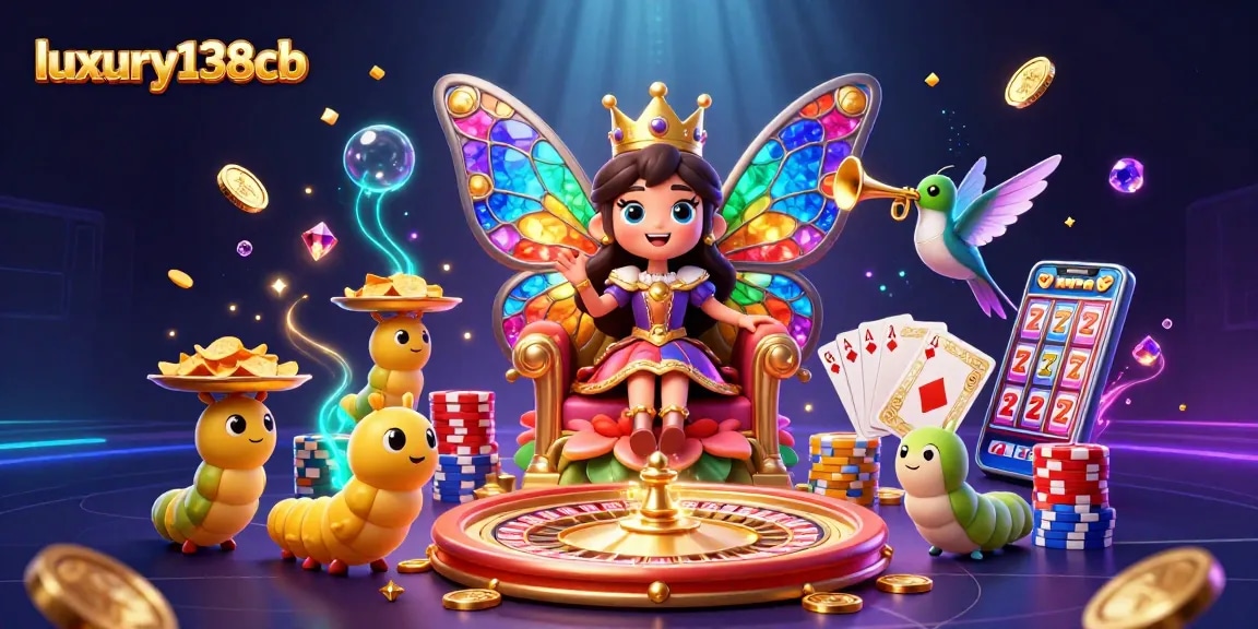 Experience the vibrant world of luxury138cb with this colorful casino-themed illustration featuring rich game elements.