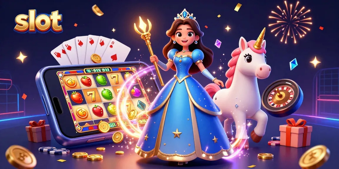 Spin the slot reels and win with vibrant casino elements in this engaging illustration.