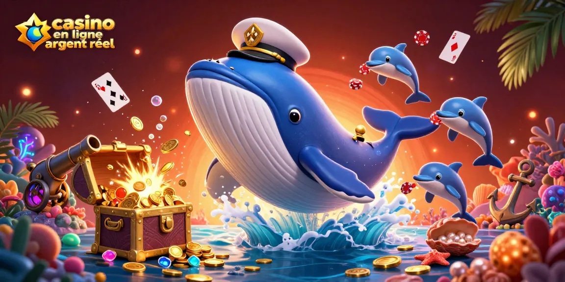 Jouez au casino en ligne argent réel avec des personnages amusants dans une mer de pièces.