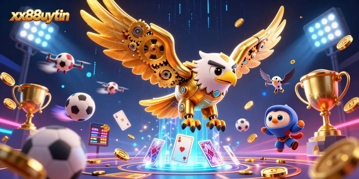 Experience betting excitement with xx88uytin's dynamic casino action featuring golden eagle and sports elements.