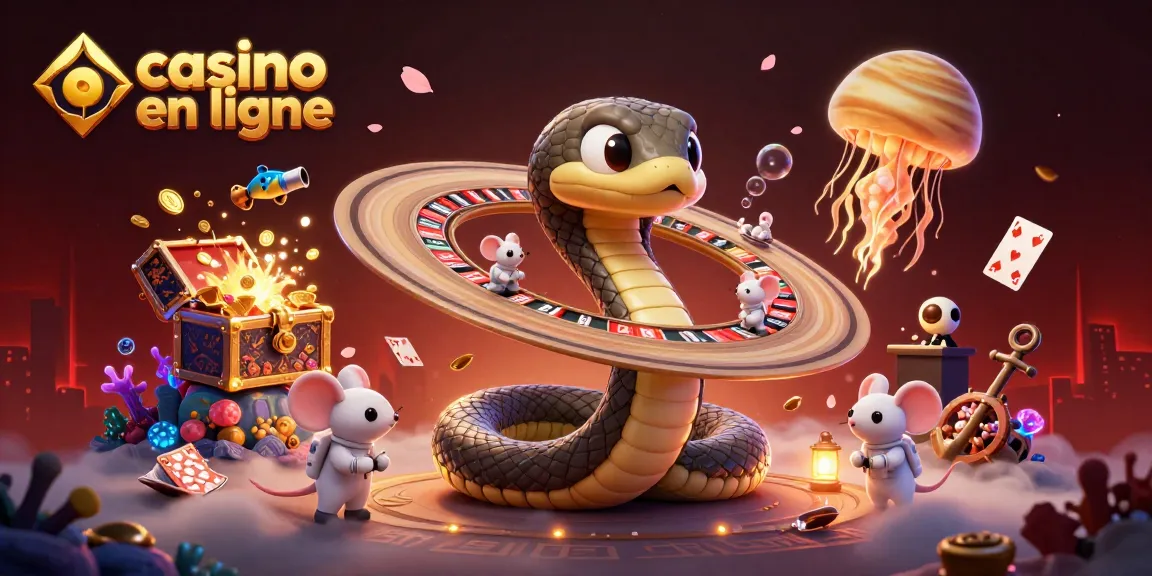 Découvrez une scène captivante où un casino en ligne se déploie avec des personnages ludiques et des éléments de jeux d'argent, créant une ambiance de jeu joyeuse.