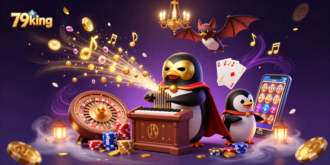 Experience the thrill of 79king's games with golden coins flowing and action-packed gambling elements.