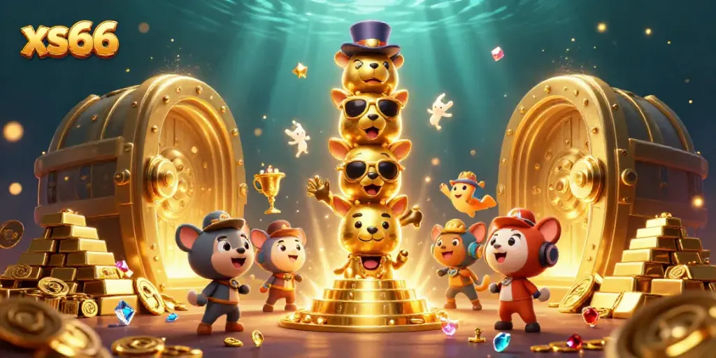 Engage with the exciting world of xs66 online gaming featuring vibrant golden treasures and a dynamic totem.