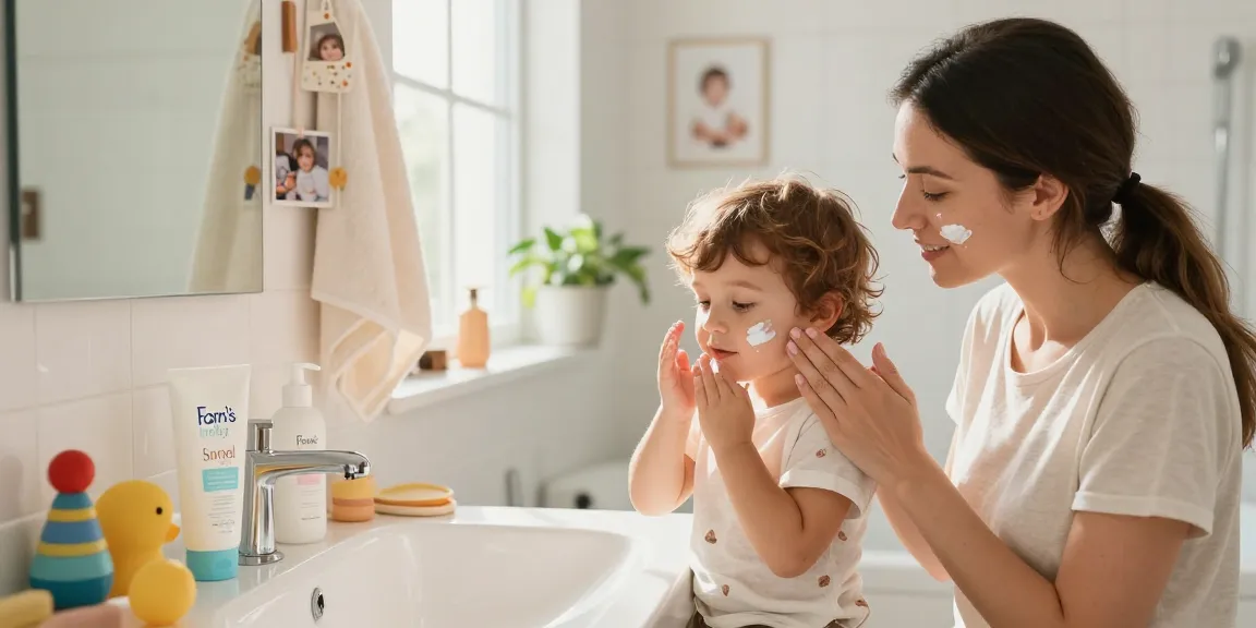 Family applying barrier cream together, emphasizing the importance of familiar skincare with เว็บ สล็อตยอดนิยม products.