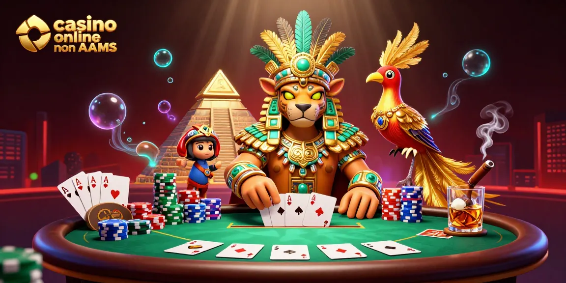 Giocatori che sfruttano il casino online non AAMS per una mano vincente a poker con fiches colorate.