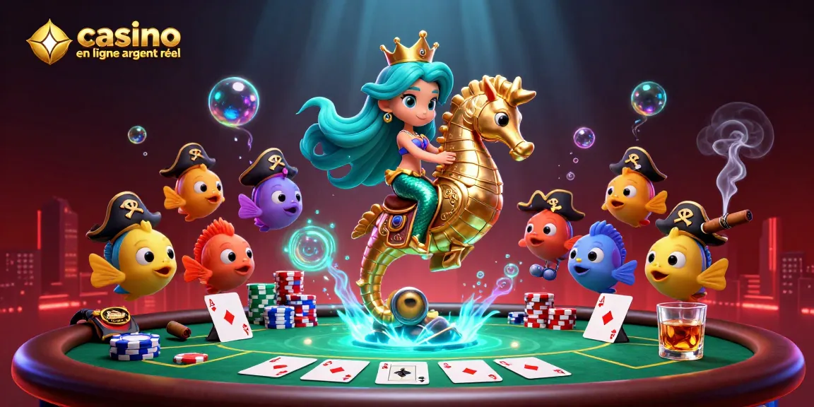 Plongez dans l'univers du casino en ligne argent réel avec une illustration électrisante de la princesse sirène et de ses alliés colorés.