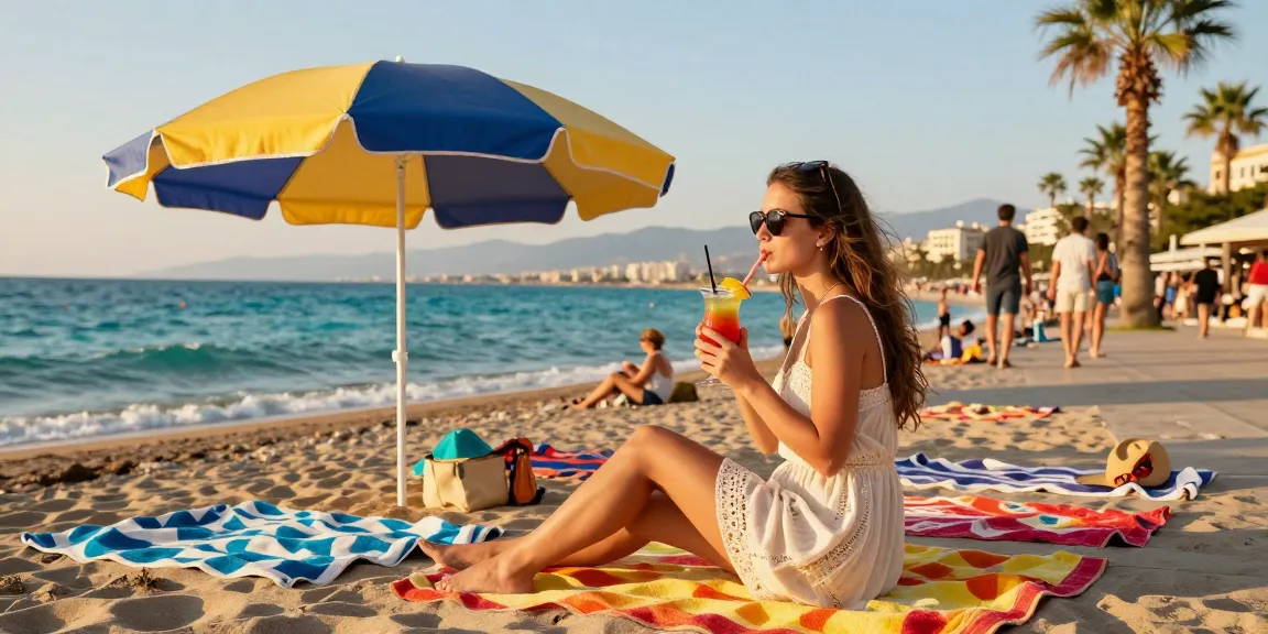 Antalya weather in June showcasing a traveler on the beach enjoying the sunny Mediterranean ambiance.
