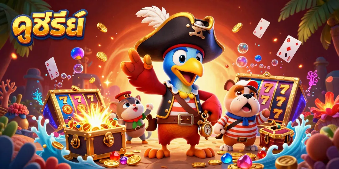Experience ดูซีรี่ย์ in a vibrant online casino scene filled with treasure and excitement.