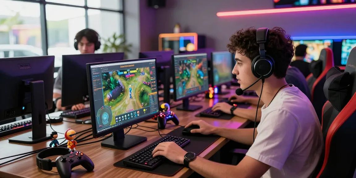 Lemacau Live Chat support representative engaging with gamers in a vibrant gaming lounge